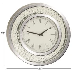 Maple And Jade 20" Round Wall Clock In Silver -Home Decoration Series 58643115 17