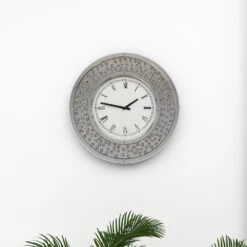 Maple And Jade 20" Round Wall Clock In Silver -Home Decoration Series 58643115 2