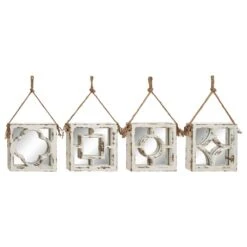 Maple And Jade 12" Square Wall Mirror In Brushed White (Set Of 4)