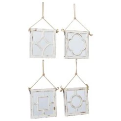 Maple And Jade 12" Square Wall Mirror In Brushed White (Set Of 4) -Home Decoration Series 58644188 4