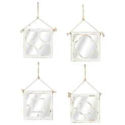 Maple And Jade 12" Square Wall Mirror In Brushed White (Set Of 4) -Home Decoration Series 58644188 9