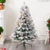 Nearly Natural, Inc. Nearly Natural Inc 4' Flocked Vermont Mixed Pine Artificial Christmas Tree With 100 Clear LED Lights