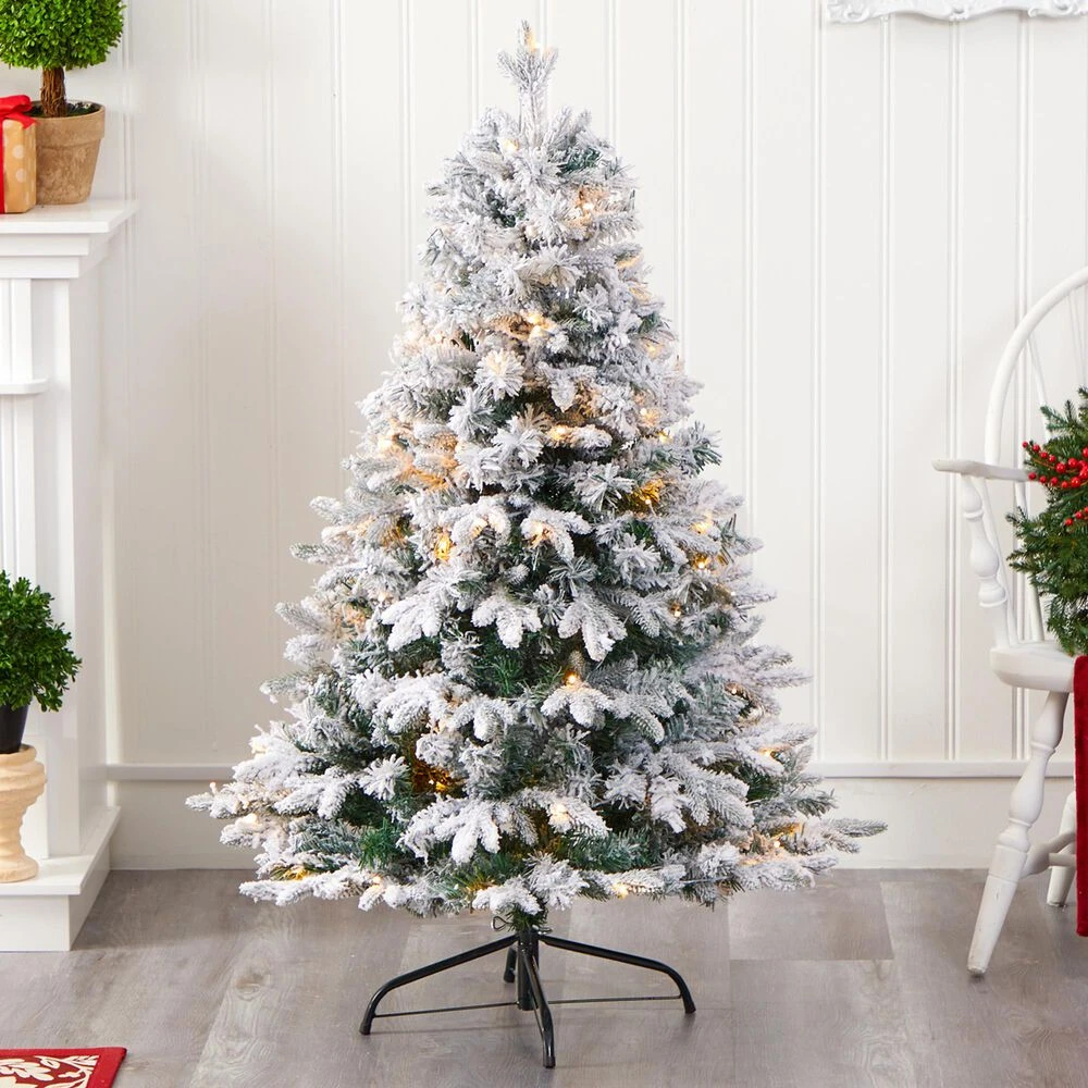 Nearly Natural, Inc. Nearly Natural Inc 4' Flocked Vermont Mixed Pine Artificial Christmas Tree With 100 Clear LED Lights 3 Nearly Natural, Inc. Nearly Natural Inc 4' Flocked Vermont Mixed Pine Artificial Christmas Tree With 100 Clear LED Lights