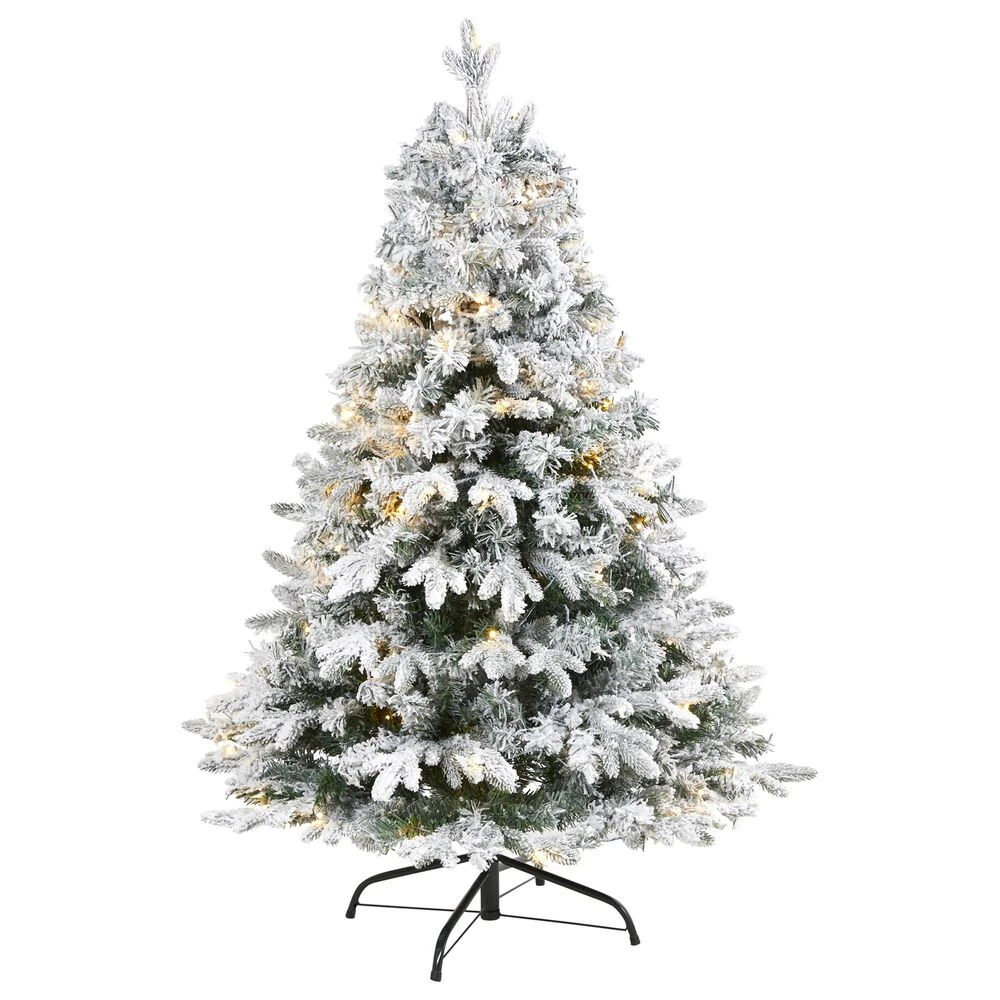 Nearly Natural, Inc. Nearly Natural Inc 4' Flocked Vermont Mixed Pine Artificial Christmas Tree With 100 Clear LED Lights 4 Nearly Natural, Inc. Nearly Natural Inc 4' Flocked Vermont Mixed Pine Artificial Christmas Tree With 100 Clear LED Lights - Image 2