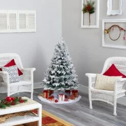 Nearly Natural, Inc. Nearly Natural Inc 4' Flocked Vermont Mixed Pine Artificial Christmas Tree With 100 Clear LED Lights 13 Nearly Natural, Inc. Nearly Natural Inc 4' Flocked Vermont Mixed Pine Artificial Christmas Tree With 100 Clear LED Lights -Home Decoration Series 58771627 5