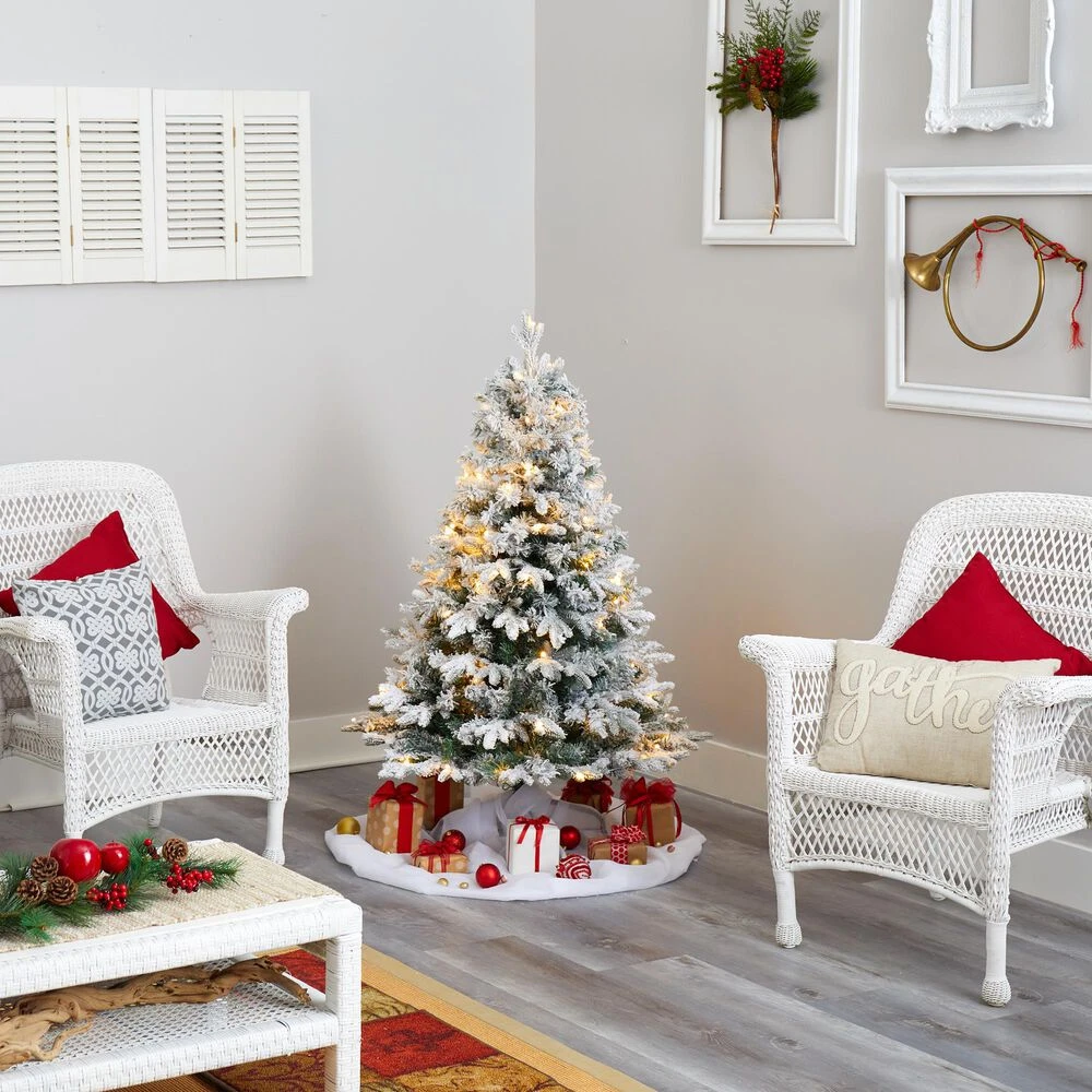 Nearly Natural, Inc. Nearly Natural Inc 4' Flocked Vermont Mixed Pine Artificial Christmas Tree With 100 Clear LED Lights 8 Nearly Natural, Inc. Nearly Natural Inc 4' Flocked Vermont Mixed Pine Artificial Christmas Tree With 100 Clear LED Lights - Image 6