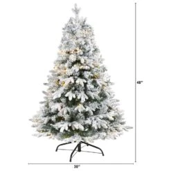 Nearly Natural, Inc. Nearly Natural Inc 4' Flocked Vermont Mixed Pine Artificial Christmas Tree With 100 Clear LED Lights 15 Nearly Natural, Inc. Nearly Natural Inc 4' Flocked Vermont Mixed Pine Artificial Christmas Tree With 100 Clear LED Lights -Home Decoration Series 58771627 7