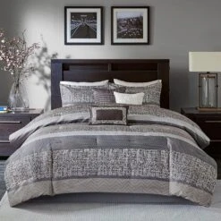 Hampton Park Rhapsody 7-Piece California King Comforter Set In Grey And Taupe