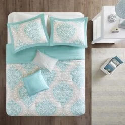 Hampton Park Senna 4-Piece Twin/Twin XL Comforter Set In Aqua 17 Hampton Park Senna 4-Piece Twin/Twin XL Comforter Set In Aqua -Home Decoration Series 58873506 7