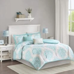 Hampton Park Senna 4-Piece Twin/Twin XL Comforter Set In Aqua 18 Hampton Park Senna 4-Piece Twin/Twin XL Comforter Set In Aqua -Home Decoration Series 58873506 8