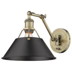 Golden Lighting Orwell 1-Light Wall Sconce In Aged Brass And Black