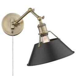 Golden Lighting Orwell 1-Light Wall Sconce In Aged Brass And Black -Home Decoration Series 59005488 3