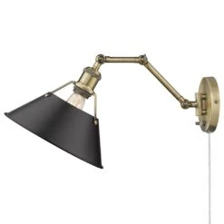 Golden Lighting Orwell 1-Light Wall Sconce In Aged Brass And Black -Home Decoration Series 59005488 4