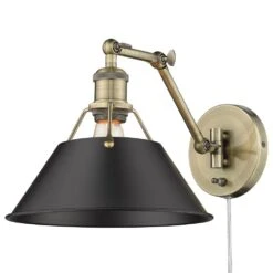 Golden Lighting Orwell 1-Light Wall Sconce In Aged Brass And Black -Home Decoration Series 59005488 5
