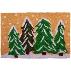 Callaway Winter Wonderland 1'4" X 2'4" Natural And Green Door Mat