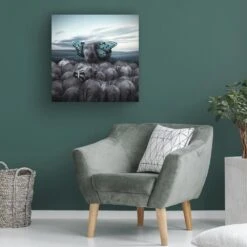 Timberlake Hail To The King 14" X 14" Canvas Art In Grey/White/Black -Home Decoration Series 59541177 4