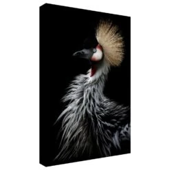 Timberlake Eiji Itoyama 'Crowned Cranes Portrait' 19" X 12" Canvas Art In Black/Grey/Tan