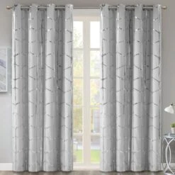Hampton Park Raina 50" X 84" Top Curtain Panel In Grey And Silver