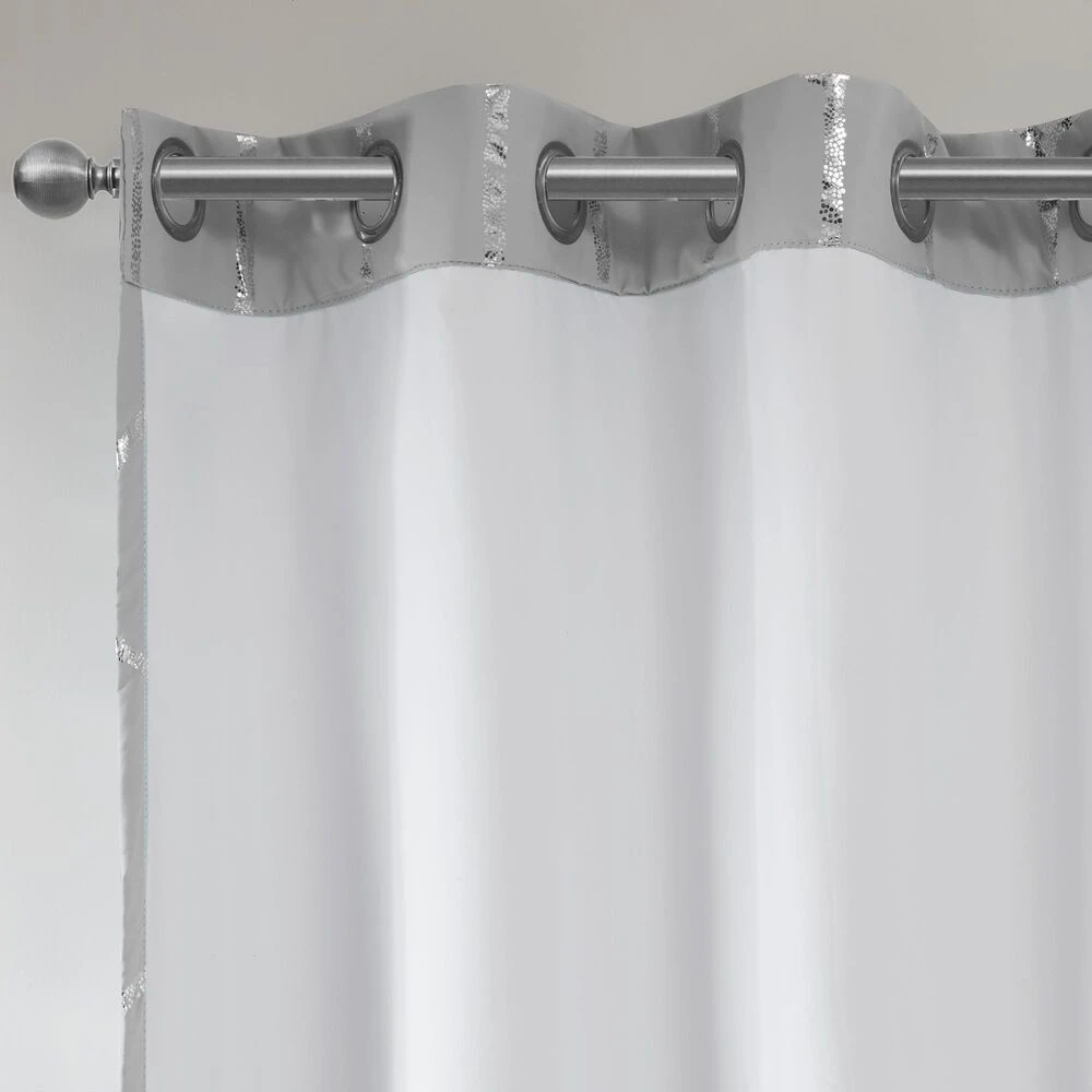 Hampton Park Raina 50" X 84" Top Curtain Panel In Grey And Silver 7 Hampton Park Raina 50" X 84" Top Curtain Panel In Grey And Silver - Image 5