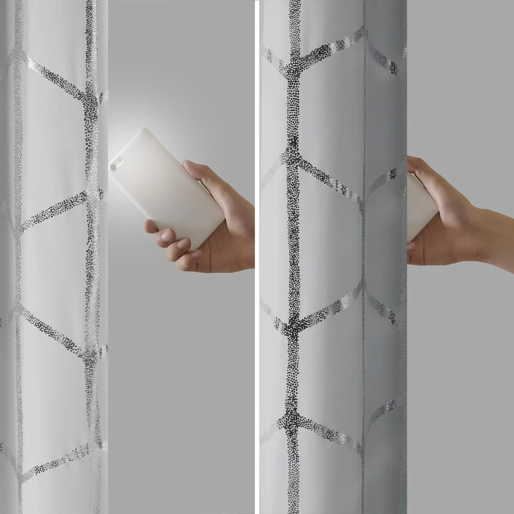 Hampton Park Raina 50" X 84" Top Curtain Panel In Grey And Silver 8 Hampton Park Raina 50" X 84" Top Curtain Panel In Grey And Silver - Image 6