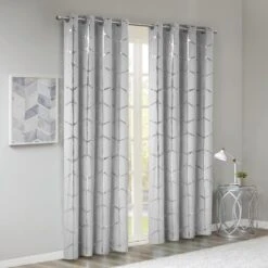 Hampton Park Raina 50" X 84" Top Curtain Panel In Grey And Silver 15 Hampton Park Raina 50" X 84" Top Curtain Panel In Grey And Silver -Home Decoration Series 59557280 7