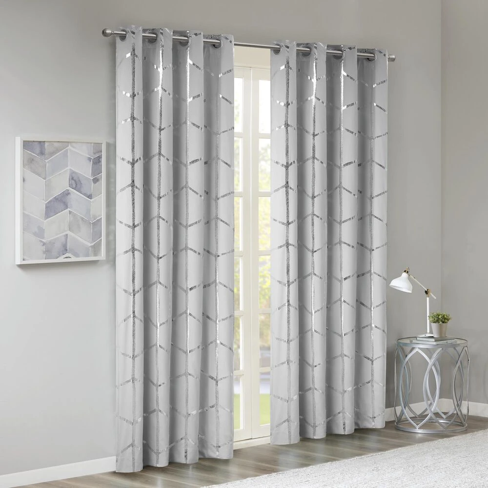 Hampton Park Raina 50" X 84" Top Curtain Panel In Grey And Silver 9 Hampton Park Raina 50" X 84" Top Curtain Panel In Grey And Silver - Image 7