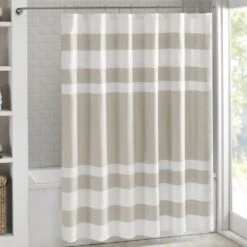 Hampton Park Spa Waffle 72" Shower Curtain In Taupe