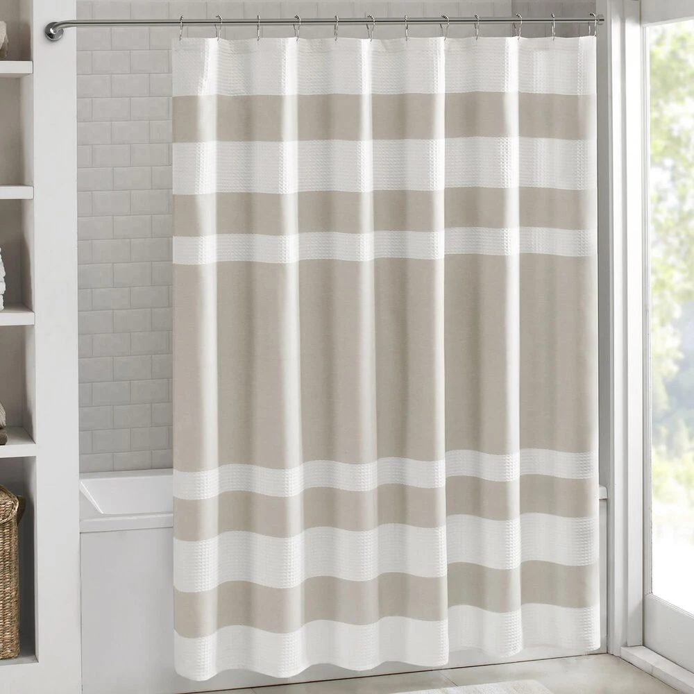 Hampton Park Spa Waffle 72" Shower Curtain In Taupe 3 Hampton Park Spa Waffle 72" Shower Curtain In Taupe