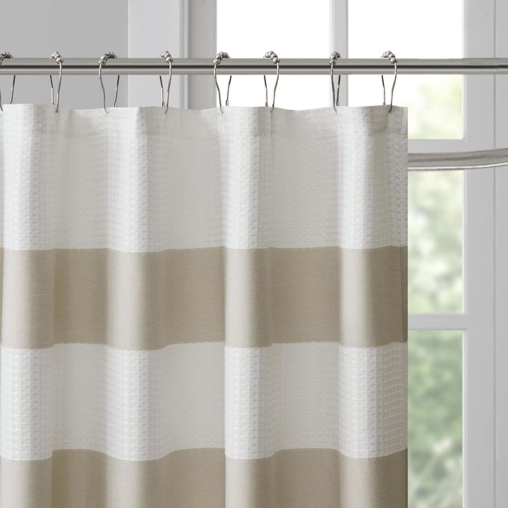 Hampton Park Spa Waffle 72" Shower Curtain In Taupe 4 Hampton Park Spa Waffle 72" Shower Curtain In Taupe - Image 2