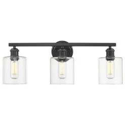 Golden Lighting Fisher 3-Light Bath Vanity In Matte Black -Home Decoration Series 59658716 3