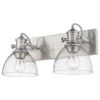 Golden Lighting Hines 2-Light Bath Vanity With Seeded Glass In Pewter
