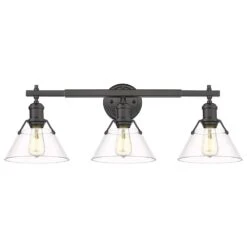 Golden Lighting Orwell 3-Light Bath Vanity With Clear Glass In Matte Black -Home Decoration Series 59660985 2
