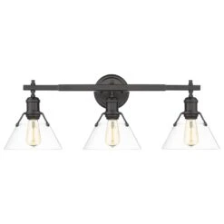 Golden Lighting Orwell 3-Light Bath Vanity With Clear Glass In Matte Black -Home Decoration Series 59660985 3
