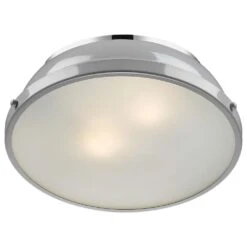 Golden Lighting Duncan 14" Flush Mount In Chrome And Glossy Gray