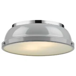 Golden Lighting Duncan 14" Flush Mount In Chrome And Glossy Gray -Home Decoration Series 59661355 3