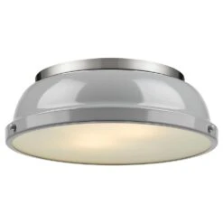 Golden Lighting Duncan 14" Flush Mount In Pewter And Glossy Gray -Home Decoration Series 59661371 3