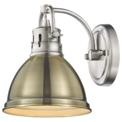 Golden Lighting Duncan 1-Light Bath Vanity In Pewter And Aged Brass