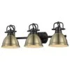 Golden Lighting Duncan 3-Light Bath Vanity In Matte Black And Aged Brass -Home Decoration Series 59661876 1