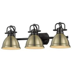 Golden Lighting Duncan 3-Light Bath Vanity In Matte Black And Aged Brass