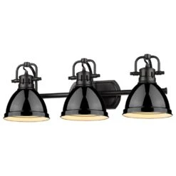 Golden Lighting Duncan 3-Light Bath Vanity In Matte Black And Glossy Black