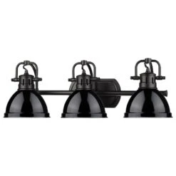 Golden Lighting Duncan 3-Light Bath Vanity In Matte Black And Glossy Black -Home Decoration Series 59661884 3
