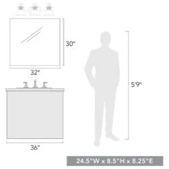 Golden Lighting Duncan 3-Light Bath Vanity In Matte Black And Glossy Black -Home Decoration Series 59661884 4