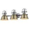 Golden Lighting Duncan 3-Light Bath Vanity In Chrome And Aged Brass