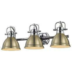 Golden Lighting Duncan 3-Light Bath Vanity In Chrome And Aged Brass