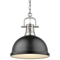 Golden Lighting Duncan 1-Light Pendant With Chain In Pewter