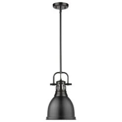 Golden Lighting Duncan Small Pendant With Rod In Matte Black