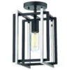 Golden Lighting Tribeca Semi-Flush In Matte Black With Pewter