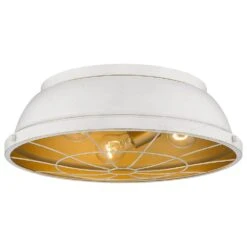 Golden Lighting Bartlett 16" Flush Mount In French White -Home Decoration Series 59663922 3