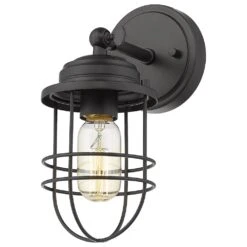 Golden Lighting Seaport 1-Light Wall Sconce In Matte Black
