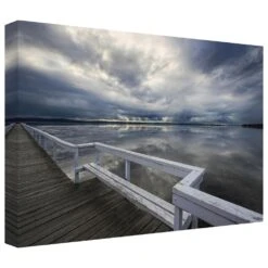 Timberlake Beata Czyzowska 'Moody Skies' 12" X 19" Canvas Art In Blue/Light Blue/White/Grey